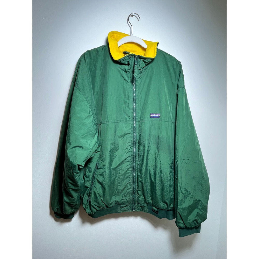 White Sierra Vintage Green Yellow Fleece Lined Bomber Jacket Mens Windbreakr